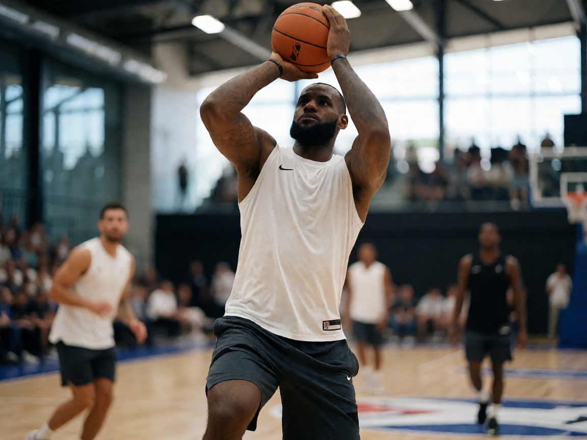 NBA球员在球馆内进行投篮训练